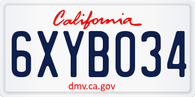 CA license plate 6XYB034