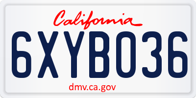 CA license plate 6XYB036