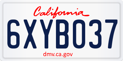 CA license plate 6XYB037