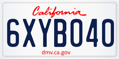 CA license plate 6XYB040
