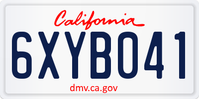 CA license plate 6XYB041