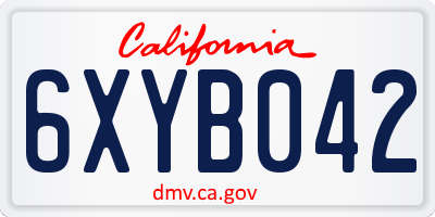 CA license plate 6XYB042