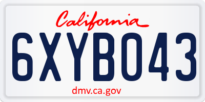 CA license plate 6XYB043
