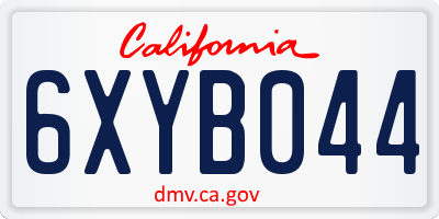 CA license plate 6XYB044