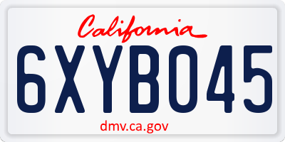 CA license plate 6XYB045