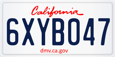 CA license plate 6XYB047