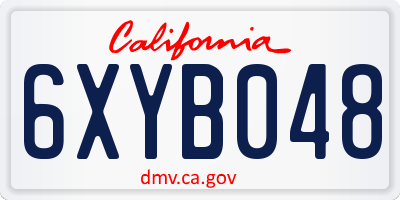 CA license plate 6XYB048