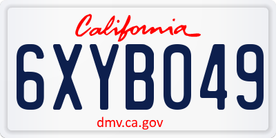 CA license plate 6XYB049