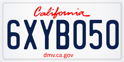 CA license plate 6XYB050