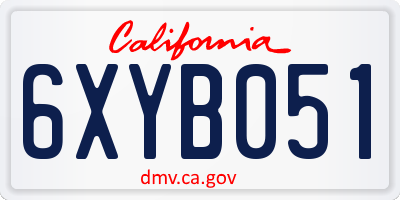 CA license plate 6XYB051