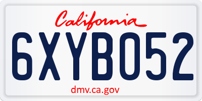 CA license plate 6XYB052