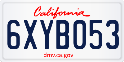 CA license plate 6XYB053