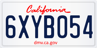 CA license plate 6XYB054
