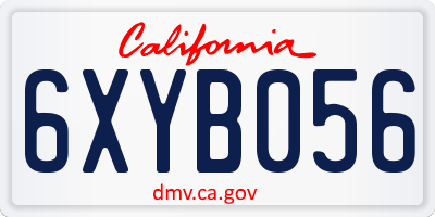 CA license plate 6XYB056