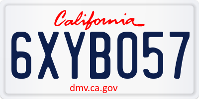 CA license plate 6XYB057