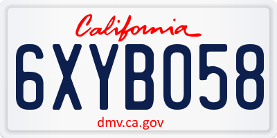 CA license plate 6XYB058