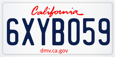 CA license plate 6XYB059