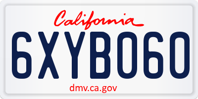 CA license plate 6XYB060