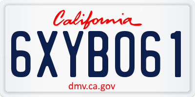 CA license plate 6XYB061