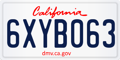 CA license plate 6XYB063