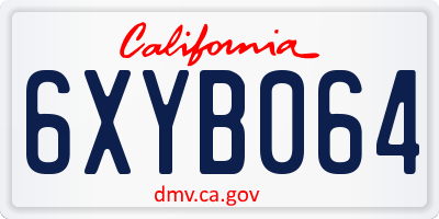 CA license plate 6XYB064