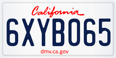CA license plate 6XYB065