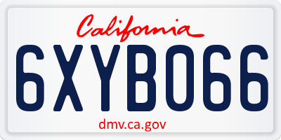 CA license plate 6XYB066