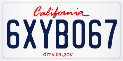 CA license plate 6XYB067