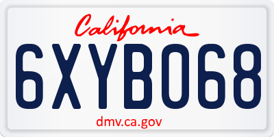 CA license plate 6XYB068