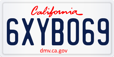 CA license plate 6XYB069