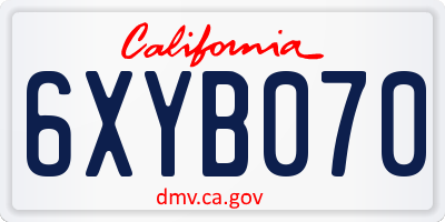 CA license plate 6XYB070