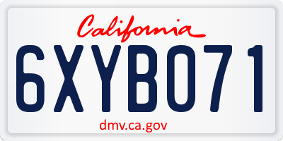 CA license plate 6XYB071