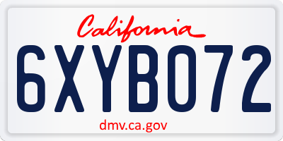 CA license plate 6XYB072