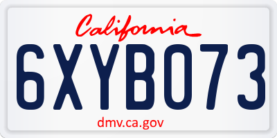 CA license plate 6XYB073