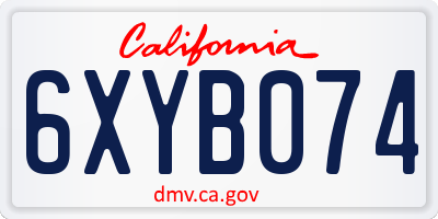 CA license plate 6XYB074