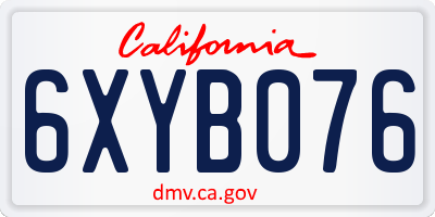 CA license plate 6XYB076