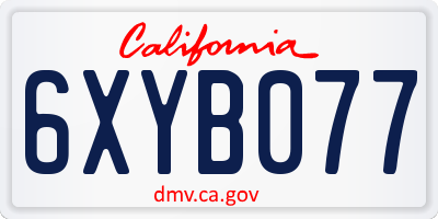 CA license plate 6XYB077