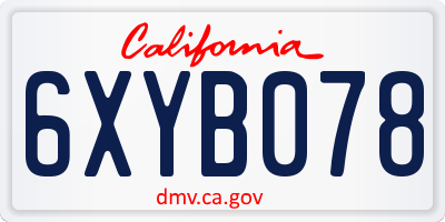 CA license plate 6XYB078