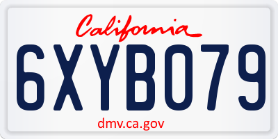 CA license plate 6XYB079