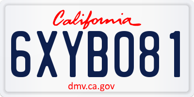 CA license plate 6XYB081