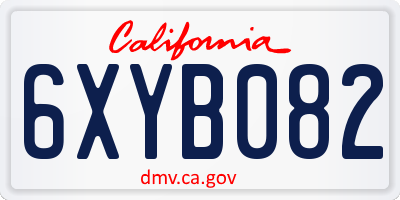 CA license plate 6XYB082