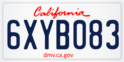 CA license plate 6XYB083