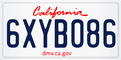 CA license plate 6XYB086