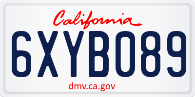 CA license plate 6XYB089
