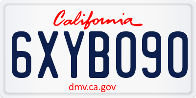 CA license plate 6XYB090