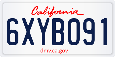 CA license plate 6XYB091