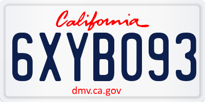 CA license plate 6XYB093