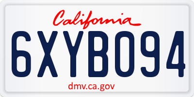 CA license plate 6XYB094