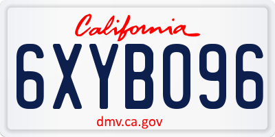 CA license plate 6XYB096