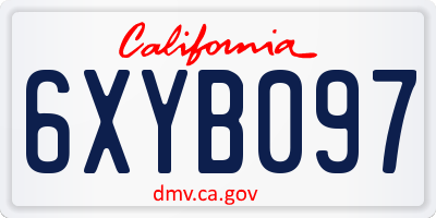 CA license plate 6XYB097